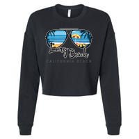 Long Beach California Palm Tree Sunglasses Souvenir Cropped Pullover Crew