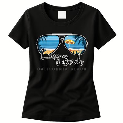 Long Beach California Palm Tree Sunglasses Souvenir Womens T-Shirt