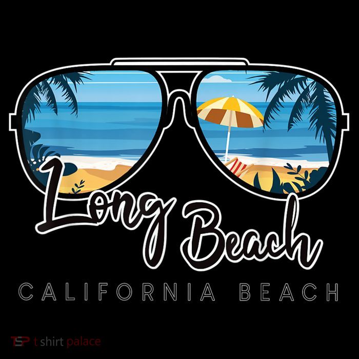 Long Beach California Palm Tree Sunglasses Souvenir Womens T-Shirt