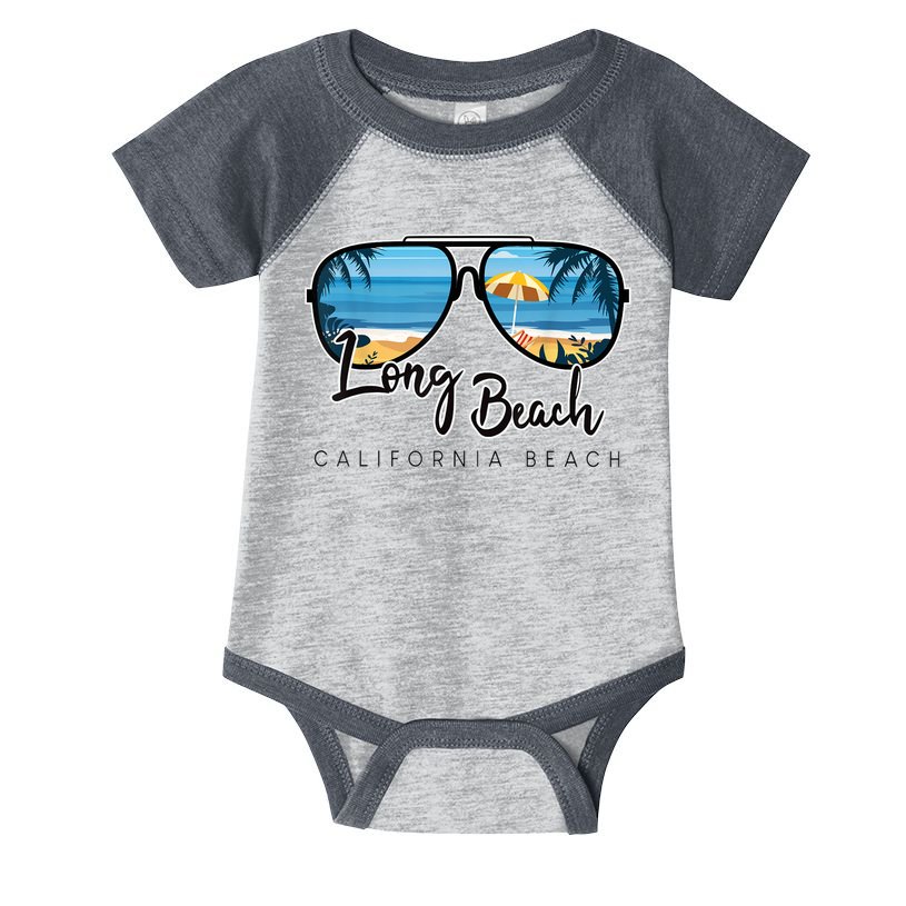 Long Beach California Palm Tree Sunglasses Souvenir Infant Baby Jersey Bodysuit