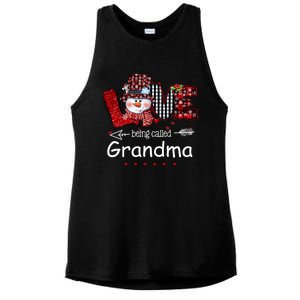 Love being called Grandma Snowman Christmas Red Plaid Xmas Ladies PosiCharge Tri-Blend Wicking Tank