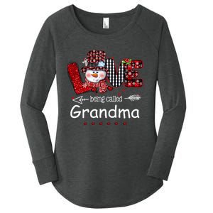 Love being called Grandma Snowman Christmas Red Plaid Xmas Women's Perfect Tri Tunic Long Sleeve Shirt