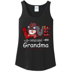 Love being called Grandma Snowman Christmas Red Plaid Xmas Ladies Essential Tank