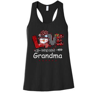 Love being called Grandma Snowman Christmas Red Plaid Xmas Women's Racerback Tank