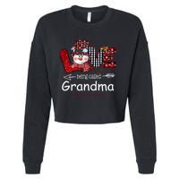 Love being called Grandma Snowman Christmas Red Plaid Xmas Cropped Pullover Crew