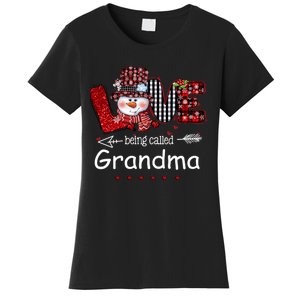 Love being called Grandma Snowman Christmas Red Plaid Xmas Women's T-Shirt