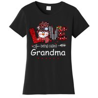 Love being called Grandma Snowman Christmas Red Plaid Xmas Women's T-Shirt