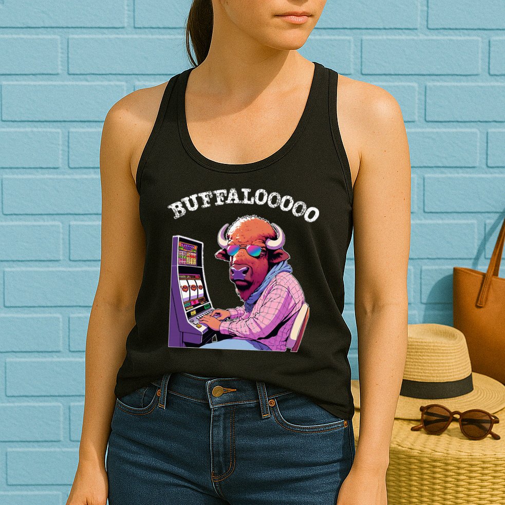 Lucky Buffalo Casino Slot Machine Buffalooooo Gambling Womens Tank Top