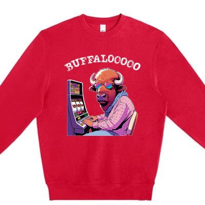 Lucky Buffalo Casino Slot Machine Buffalooooo Gambling Premium Crewneck Sweatshirt