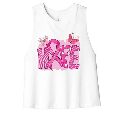 Leopard Breast Cancer Awareness Hope Pink Ribbon Sunflower Gift Women's Racerback Cropped Tank