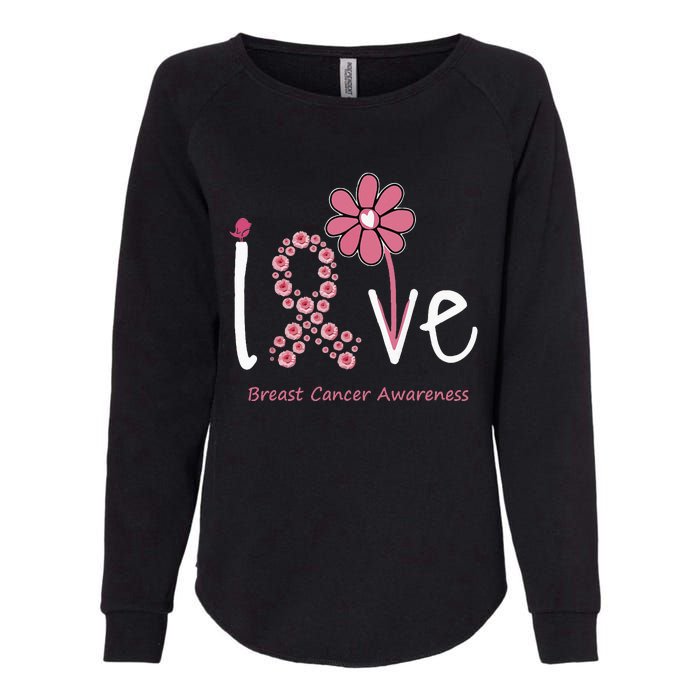 Love Breast Cancer P.I.N.K Ribbon Floral Womens California Wash Sweatshirt