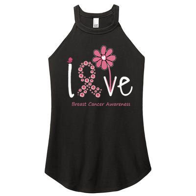 Love Breast Cancer P.I.N.K Ribbon Floral Women’s Perfect Tri Rocker Tank