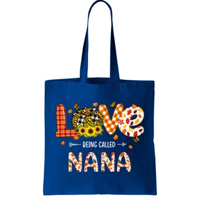 Love Being Called Nana Leopard Plaid Pumpkin Thanksgiving Cool Gift Tote Bag