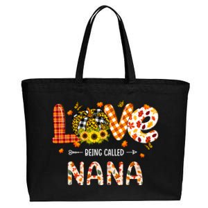 Love Being Called Nana Leopard Plaid Pumpkin Thanksgiving Cool Gift Cotton Canvas Jumbo Tote