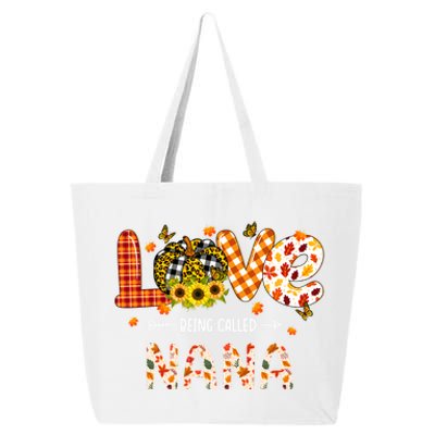 Love Being Called Nana Leopard Plaid Pumpkin Thanksgiving Cool Gift 25L Jumbo Tote