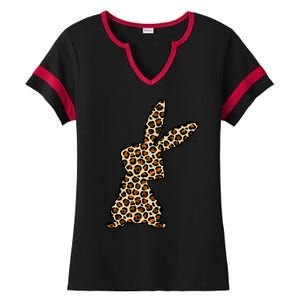 Leopard Bunny Cute Gift Ladies Halftime Notch Neck Tee