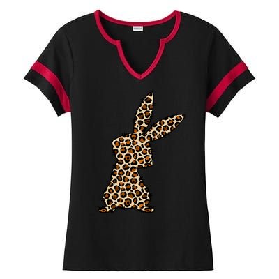 Leopard Bunny Cute Gift Ladies Halftime Notch Neck Tee