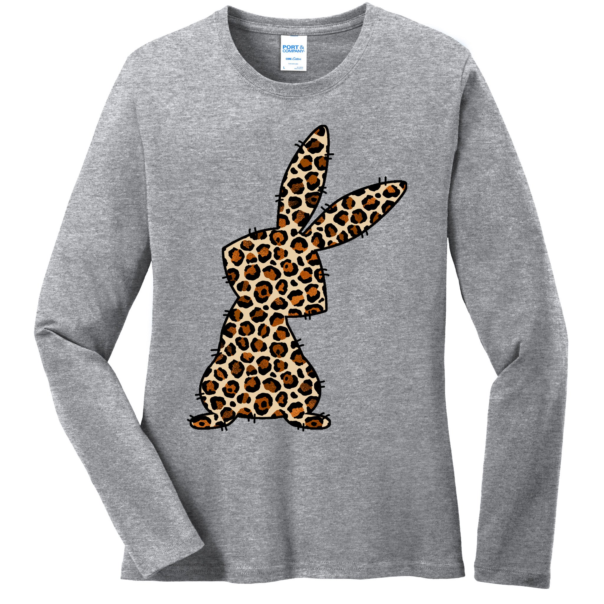 Leopard Bunny Cute Gift Ladies Long Sleeve Shirt