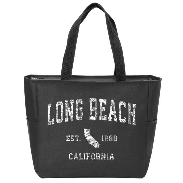 Long Beach California Ca Vintage Athletic Sports Design Zip Tote Bag