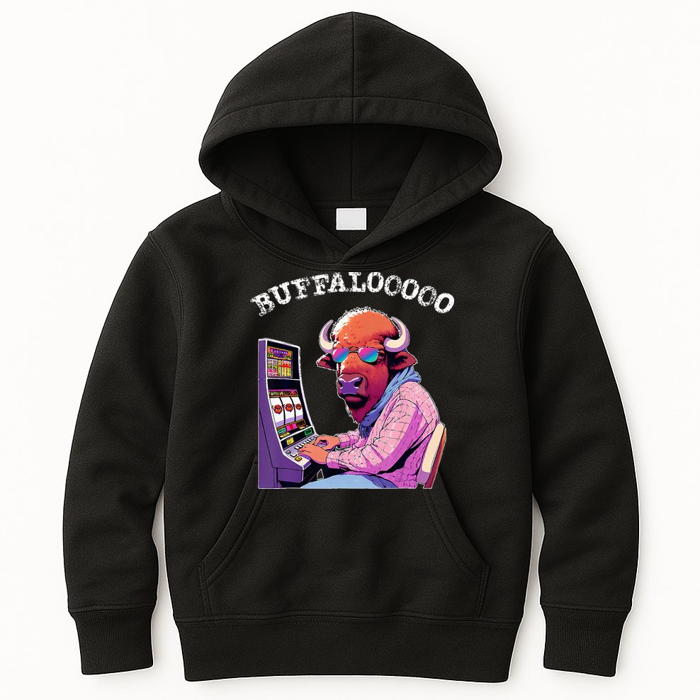 Lucky Buffalo Casino Slot Machine Buffalooooo Gambling Kids Hoodie