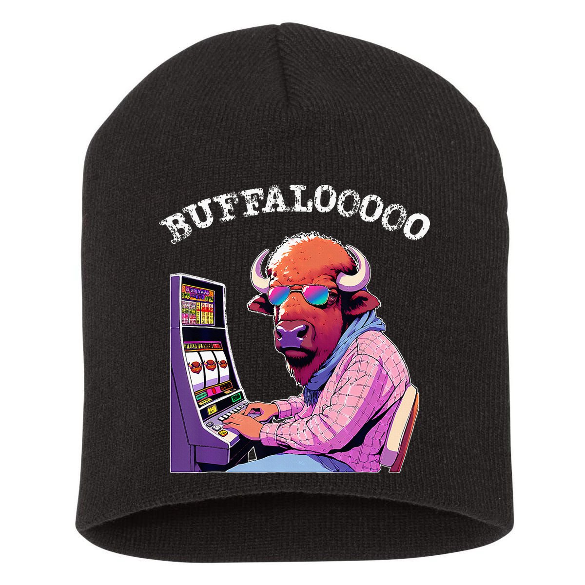 Lucky Buffalo Casino Slot Machine Buffalooooo Gambling Short Acrylic Beanie