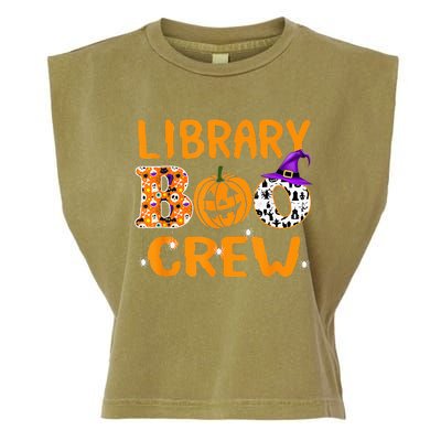 library boo crew school librarian halloween library book Garment-Dyed Women's Muscle Tee