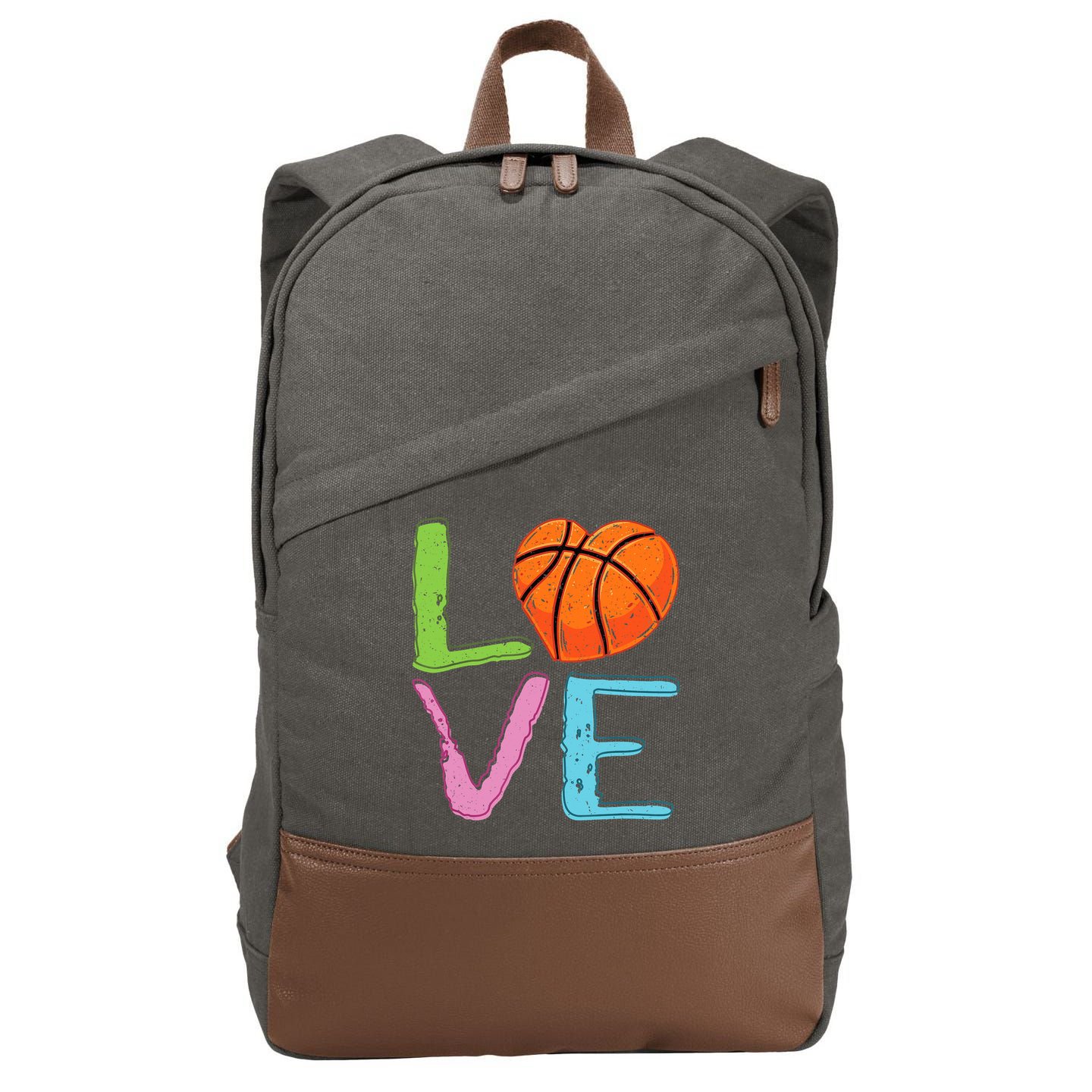 Love Basketball Cute Wo Girl Basketball Lover Cotton Canvas Backpack