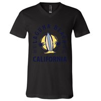 Laguna Beach California Surf Summer Vacation Vintage V-Neck T-Shirt