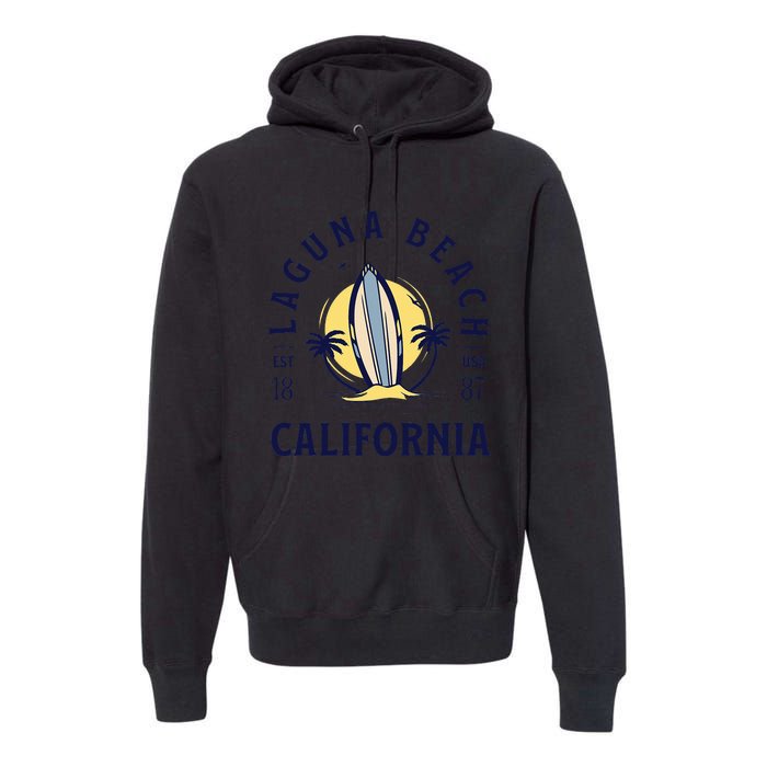 Laguna Beach California Surf Summer Vacation Vintage Premium Hoodie