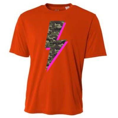 Lightning Bolt Camo Hot Pink Camouflage Graphic Print Gift Cooling Performance Crew T-Shirt