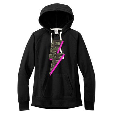 Lightning Bolt Camo Hot Pink Camouflage Graphic Print Gift Women's Fleece Hoodie