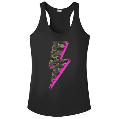 Lightning Bolt Camo Hot Pink Camouflage Graphic Print Gift Ladies PosiCharge Competitor Racerback Tank