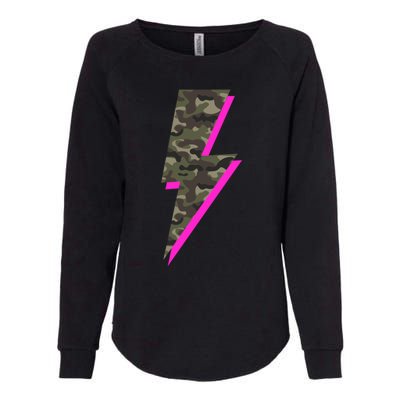 Lightning Bolt Camo Hot Pink Camouflage Graphic Print Gift Womens California Wash Sweatshirt