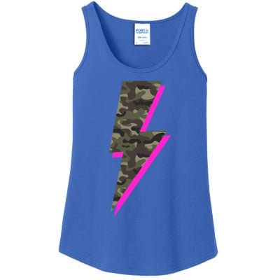 Lightning Bolt Camo Hot Pink Camouflage Graphic Print Gift Ladies Essential Tank