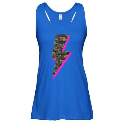 Lightning Bolt Camo Hot Pink Camouflage Graphic Print Gift Ladies Essential Flowy Tank