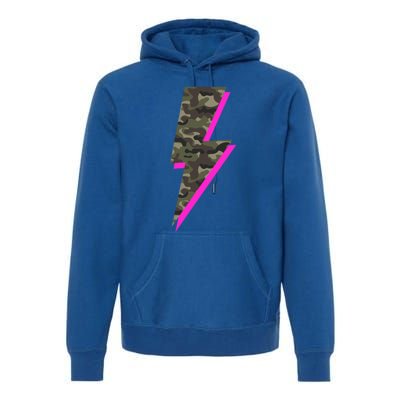 Lightning Bolt Camo Hot Pink Camouflage Graphic Print Gift Premium Hoodie