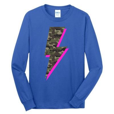 Lightning Bolt Camo Hot Pink Camouflage Graphic Print Gift Tall Long Sleeve T-Shirt