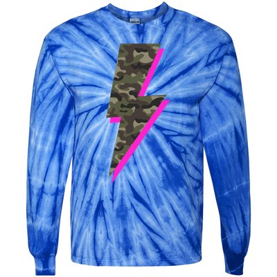 Lightning Bolt Camo Hot Pink Camouflage Graphic Print Gift Tie-Dye Long Sleeve Shirt