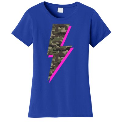 Lightning Bolt Camo Hot Pink Camouflage Graphic Print Gift Women's T-Shirt