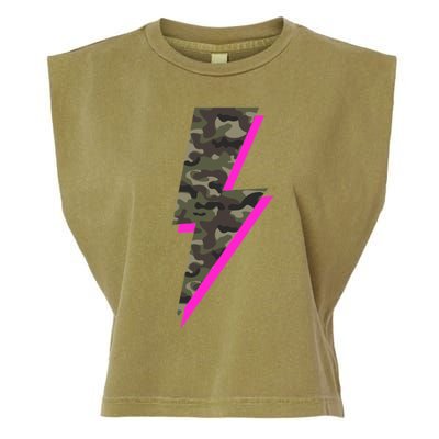 Lightning Bolt Camo Hot Pink Camouflage Graphic Print Gift Garment-Dyed Women's Muscle Tee