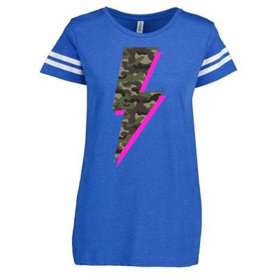 Lightning Bolt Camo Hot Pink Camouflage Graphic Print Gift Enza Ladies Jersey Football T-Shirt