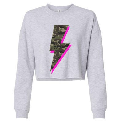 Lightning Bolt Camo Hot Pink Camouflage Graphic Print Gift Cropped Pullover Crew