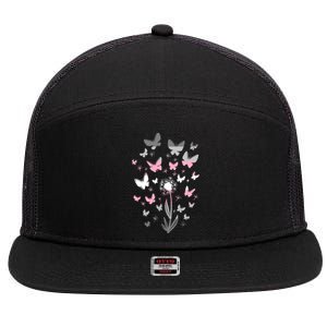 Lgbt Butterfly Dandelion Flower Demi Flag Lgbtq Demi Gift 7 Panel Mesh Trucker Snapback Hat