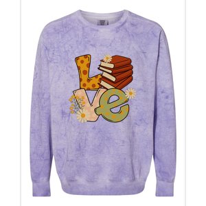 Love Books Daisy Gift For Reading Books Colorblast Crewneck Sweatshirt