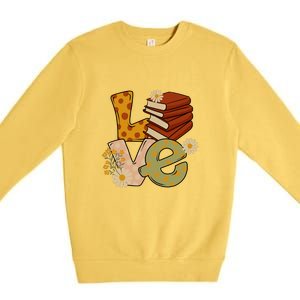 Love Books Daisy Gift For Reading Books Premium Crewneck Sweatshirt