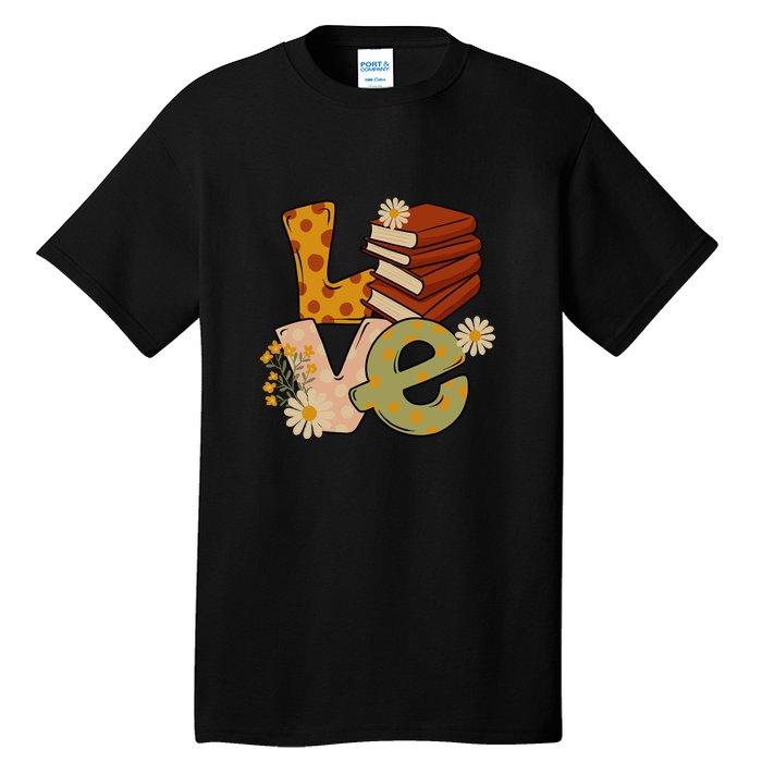 Love Books Daisy Gift For Reading Books Tall T-Shirt