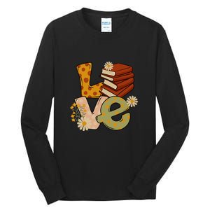 Love Books Daisy Gift For Reading Books Tall Long Sleeve T-Shirt