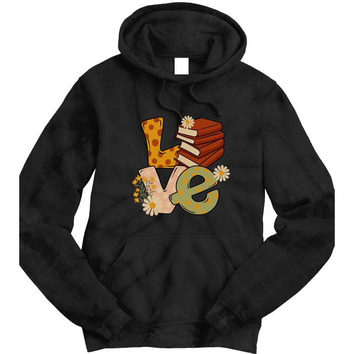 Love Books Daisy Gift For Reading Books Tie Dye Hoodie