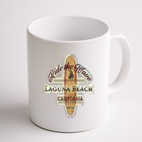 Laguna Beach Distressed Vintage Retro Surfboard Sign Coffee Mug