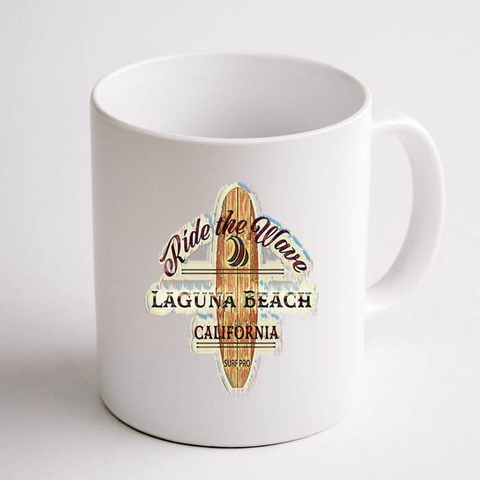 Laguna Beach Distressed Vintage Retro Surfboard Sign Coffee Mug